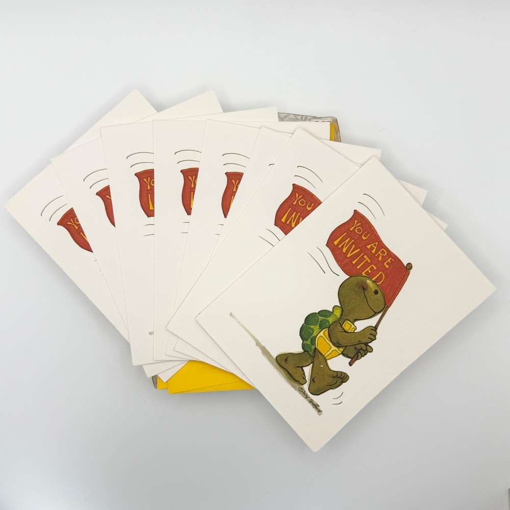 Vintage Suzys Zoo Turtle You Are Invited Invitation Cards 8 Pack